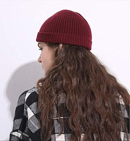 ROYBENS 4 Pack Wool Fisherman Beanies for Men, Knit Short Watch Cap Winter Warm Hats