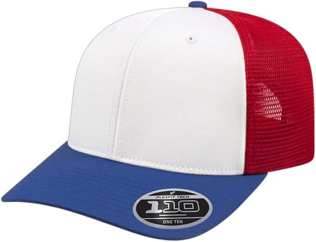 Cap America i8502 Flexfit 110 Premium Mid Profile 6-Panel Mesh Back Trucker Cap Hat w/UV Guard & Adjustable Snapback