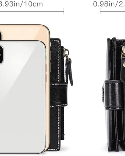 SENDEFN Small Womens Wallet Leather Bifold Card Holder RFID Blocking with Zipper Coin Pocket
