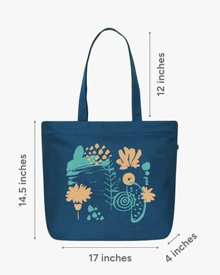 Ecoright Aesthetic Canvas Tote Bag for Women Large Zipper Tote Bags with Pocket, Womens Tote Bag for Yoga, Work, Beach