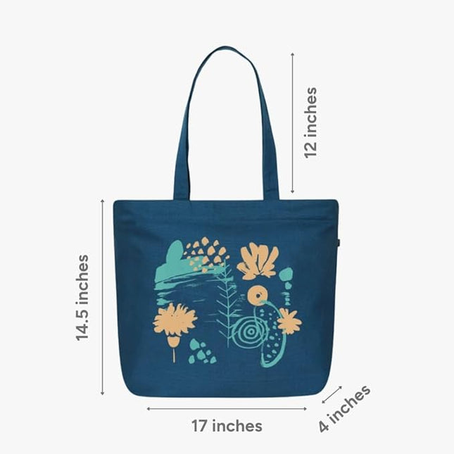 Ecoright Aesthetic Canvas Tote Bag for Women Large Zipper Tote Bags with Pocket, Womens Tote Bag for Yoga, Work, Beach