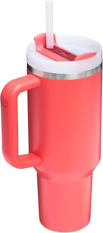 STANLEY Quencher H2.0 Tumbler with Handle and Straw 40 oz | Flowstate 3-Position Lid | Cup Holder Compatible for Travel | Insulated Stainless Steel Cup | BPA-Free | Hot Coral