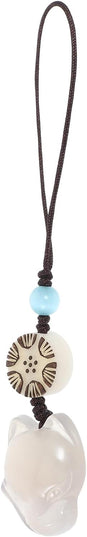 Cabilock White Fox Phone Pendant Keychain for Women, Small Chalcedony Bag and Key Holder Charm, Cute Cartoon Mobile Phone Chain Accessory for Purse Decoration