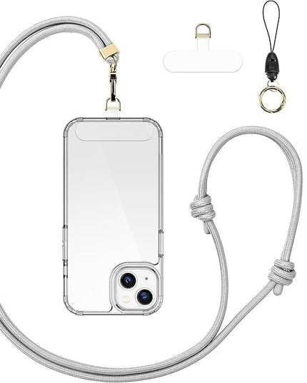 Anti-Theft Phone Lanyard Crossbody & Wrist Strap | 2 Phone Tabs, Secure Lock Design | Universal for All Phones | Adjustable Strap with Premium Metal Buckles | Skin-Friendly Nylon
