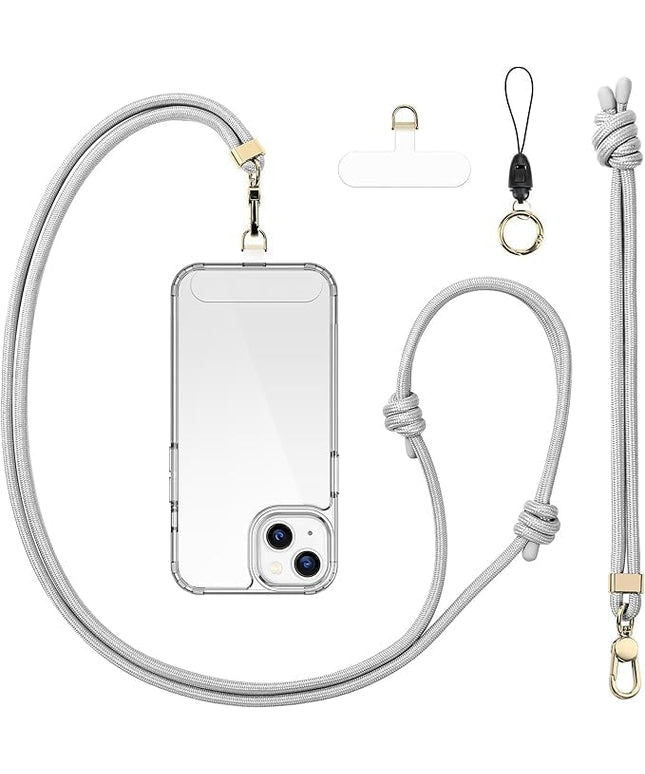 Anti-Theft Phone Lanyard Crossbody & Wrist Strap | 2 Phone Tabs, Secure Lock Design | Universal for All Phones | Adjustable Strap with Premium Metal Buckles | Skin-Friendly Nylon