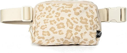 C.C Belt Bag for Women – Quilted Fanny Pack Crossbody Waist Bag with Adjustable Strap, Fashion Gift Idea (Leopard Pattern - beige)