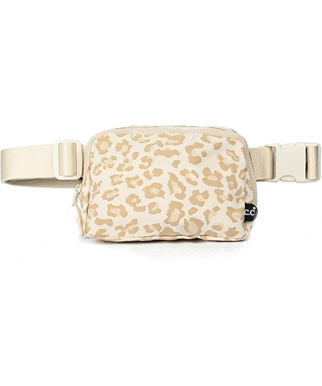C.C Belt Bag for Women – Quilted Fanny Pack Crossbody Waist Bag with Adjustable Strap, Fashion Gift Idea (Leopard Pattern - beige)