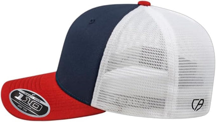 Cap America i8502 Flexfit 110 Premium Mid Profile 6-Panel Mesh Back Trucker Cap Hat w/UV Guard & Adjustable Snapback