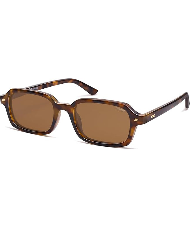 SOJOS Trendy Rectangle Polarized Sunglasses Womens Mens, Small Retro Fashion Thin Slim Square Sunnies SJ2610