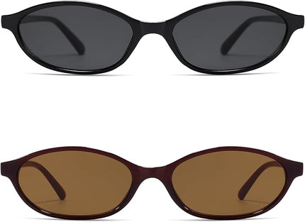 Retro Oval Cat Eye Sunglasses for Women Y2k Trendy Narrow Sunnies Designer Sun Glasses AR82253
