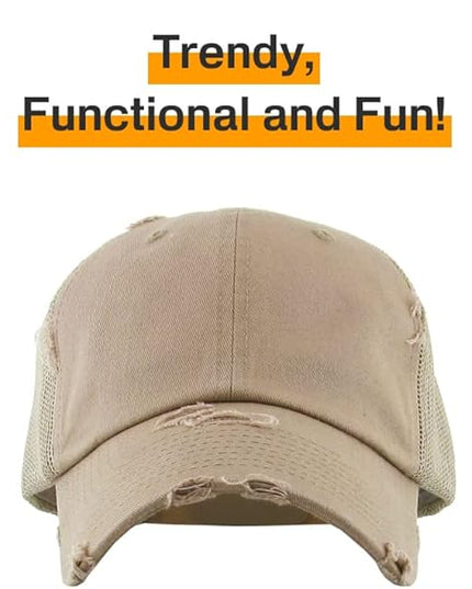 KBETHOS Vintage Washed Distressed Cotton Dad Hat Baseball Cap Adjustable Polo Trucker Unisex Style Headwear