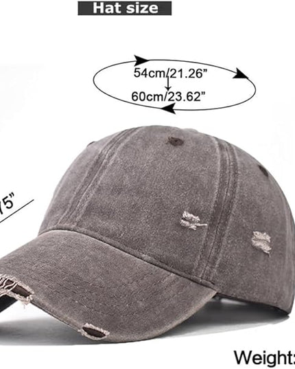 Classic Vintage Distressed Baseball Cap, Washed Cotton, Adjustable Fit