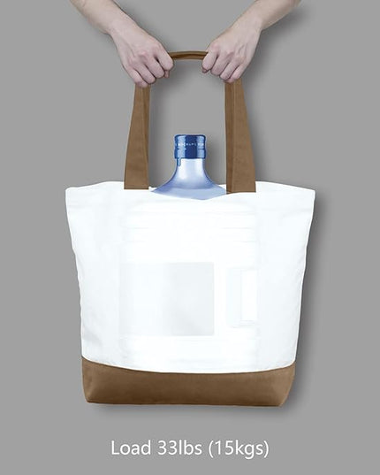 TOPDesign 3-Pack Super Strong Large 12oz Cotton Canvas Tote Bags, Reusable Grocery Shopping Cloth Bags, Fashionable Two-Tone Totes for Crafts, DIY Your Creative Designs