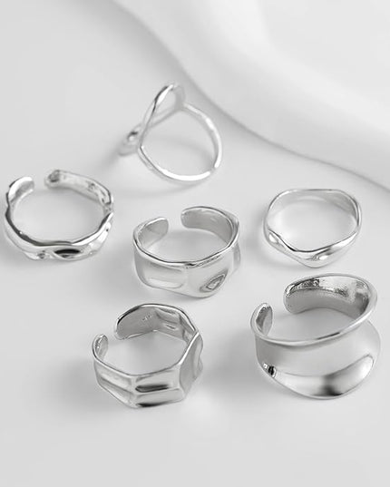 Chunky Rings for Women Adjustable Thick Rings Set Trendy Statement Stackable Ring for Women Chunky Jewlery Irregular Dome Flower Finger Knkuckle Thumb Ring