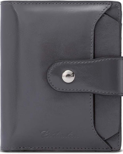 BOSTANTEN Women Leather Wallet RFID Blocking Small Bifold Zipper Pocket Wallet Card Case Purse with ID Window
