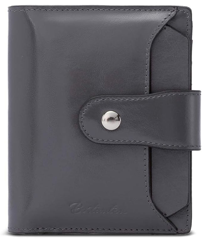 BOSTANTEN Women Leather Wallet RFID Blocking Small Bifold Zipper Pocket Wallet Card Case Purse with ID Window