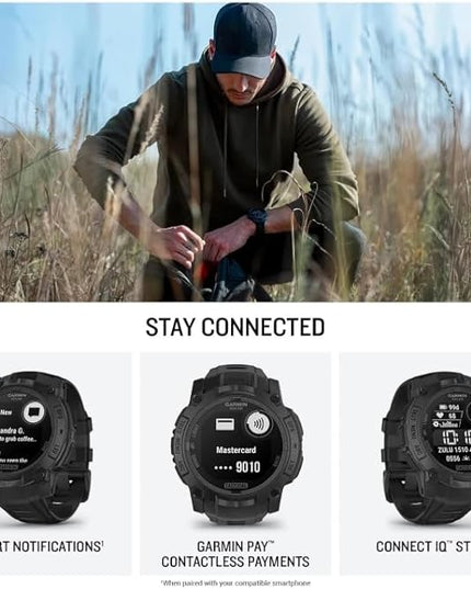 Wearable4U Garmin Instinct 3-50mm Tactical Edition, Solar Charging Display, Rugged Outdoor GPS Smartwatch, Applied Ballistics Support, LED Flashlight, Multi-Band GPS PowerBank Bundle