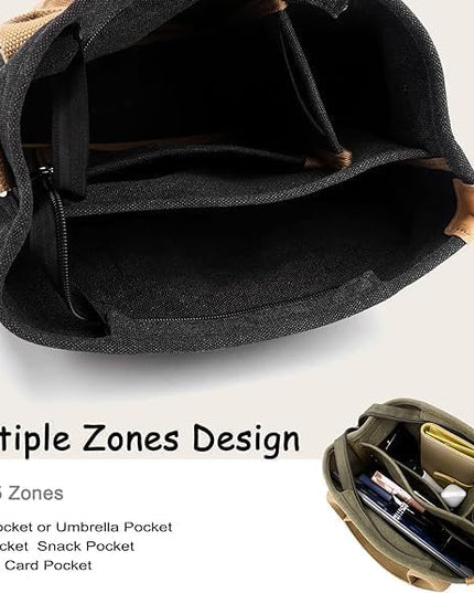 Small Tote Bag with Zipper, 2024 Canvas Multi-Pocket Crossbody Bag Shoulder Bag Satchel Hobo Bag Messenger Bag
