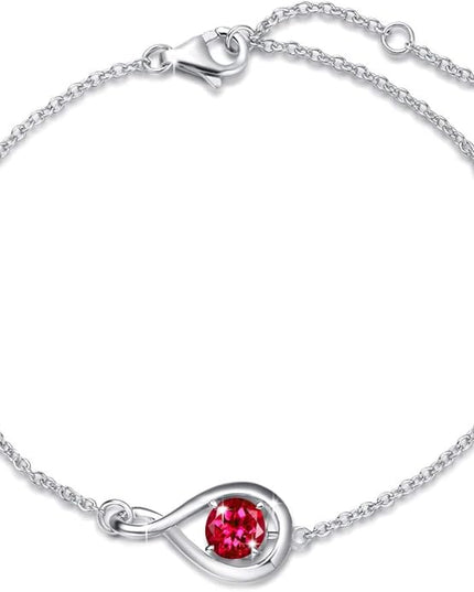 FANCIME Love Bracelet 925 Sterling Silver Infinity Birthstone Bracelets for Women Fine Jewelry Birthday Christmas Gifts for Her Mom Wife, Chain Length 6.7"+1.2" Extend