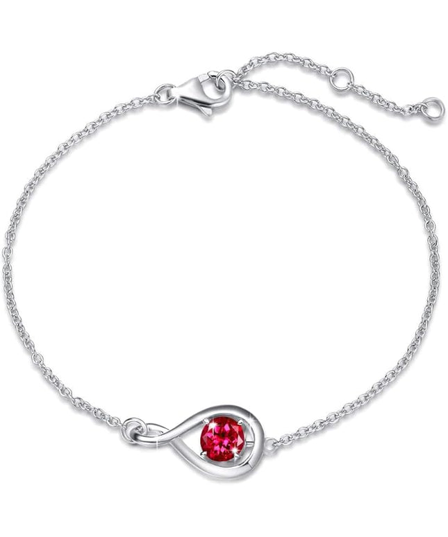 FANCIME Love Bracelet 925 Sterling Silver Infinity Birthstone Bracelets for Women Fine Jewelry Birthday Christmas Gifts for Her Mom Wife, Chain Length 6.7"+1.2" Extend