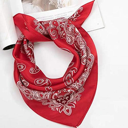 ANDANTINO 100% Real Mulberry Silk Scarf -21'' x 21''- Lightweight Neckerchief –Women Men Small Square Digital Printed Scarves