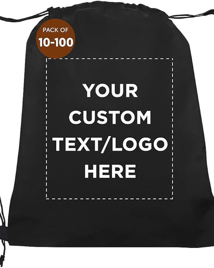 DISCOUNT PROMOS Custom Non-Woven Drawstring Backpacks Set of 10/50/100, Personalized Bulk Pack