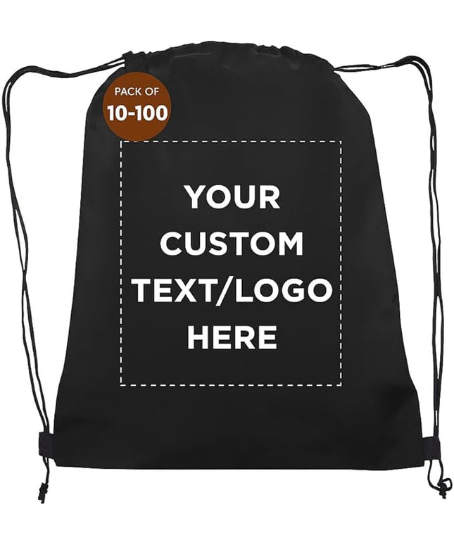 DISCOUNT PROMOS Custom Non-Woven Drawstring Backpacks Set of 10/50/100, Personalized Bulk Pack