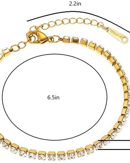 DASIQI Zirconia Tennis Bracelet for Women Hypoallergenic Gold Silver Titanium Steel Chains with Rainbow Stones, Pavé Sparkle | Everyday Luxury