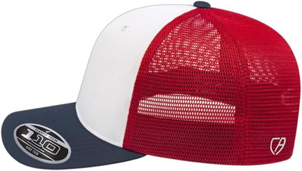 Cap America i8502 Flexfit 110 Premium Mid Profile 6-Panel Mesh Back Trucker Cap Hat w/UV Guard & Adjustable Snapback