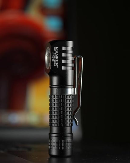 Manker E02 III Everyday-Carry Flashlight, USB-C Rechargeable 10440 / AAA Flashlight, Pocket EDC Flashlight with Magnetic Tail, Reversible Clip (560Lumens 6500K Cool White, Black)