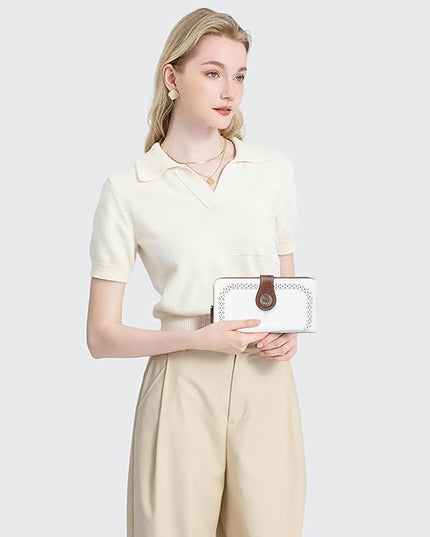 SENDEFN Wallet for Women RFID Blocking Leather Clutch Long Purse Large Capacity Credit Card Holder Wristlet
