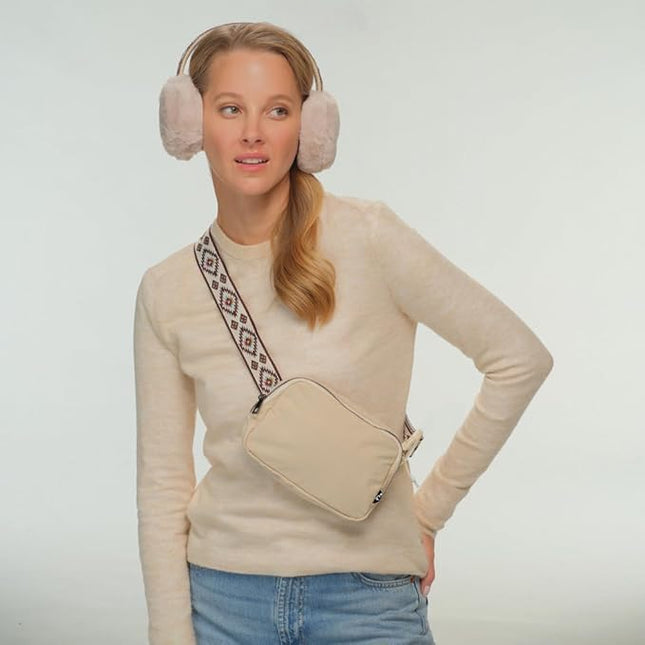 C.C Aztec Strap Fanny Pack For Women Unisex - Daily Waist Crossbody Belt bag With Adjustable Strap (Beige)