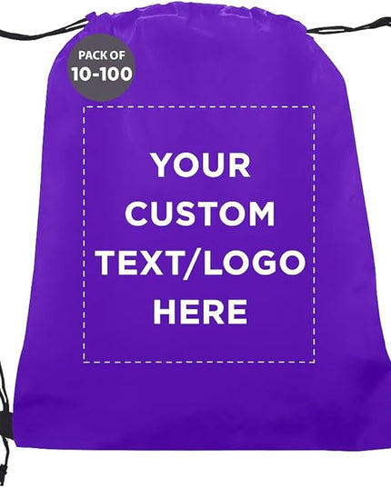 DISCOUNT PROMOS Custom Non-Woven Drawstring Backpacks Set of 10/50/100, Personalized Bulk Pack