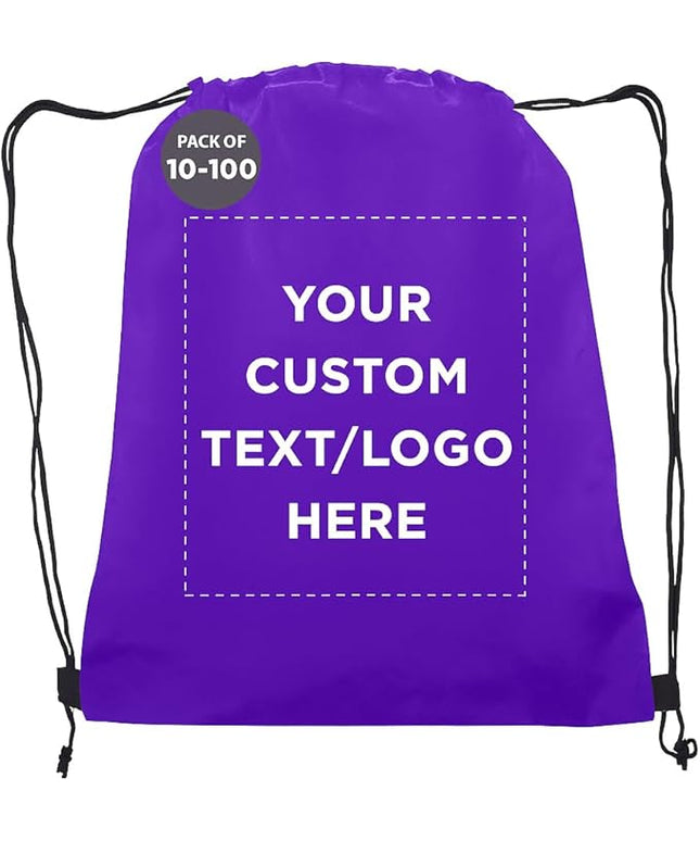 DISCOUNT PROMOS Custom Non-Woven Drawstring Backpacks Set of 10/50/100, Personalized Bulk Pack