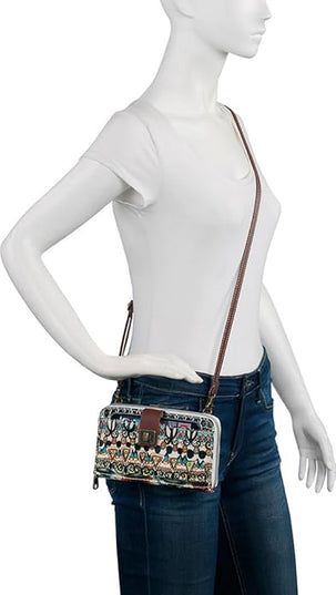Sakroots Artist Circle Smartphone Crossbody in Coated Canvas, Detachable Wristlet Strap