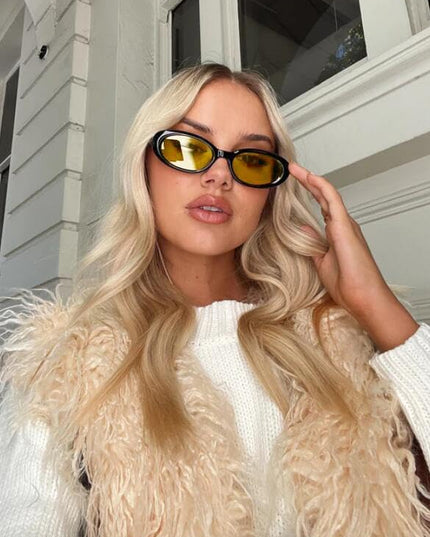 90s Sunglasses for Women Men Retro Small Oval Sunglasses