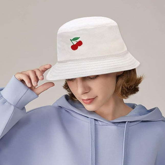 XYIYI Fashion Embroidery Bucket Hat Cotton Beach Fisherman Hats for Women Girls