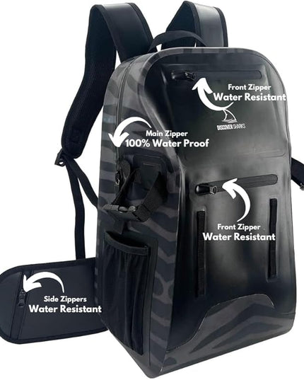 Eco-Friendly Dry Backpack Dry Bag with removable waist strap. Comfortable, extremely durable, and 30L size.
