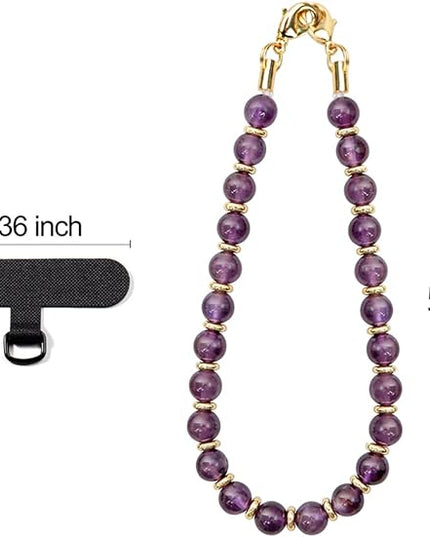 Marble Beaded Phone Wrist Strap, Cellphone Lanyard with Tether Tab, Hands-Free Wristlet Bracelet