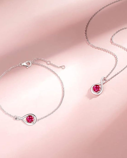 FANCIME Birthstone Necklaces for Women Fine Jewelry Sterling Silver Dainty Infinity Pendant Anniversary Birthday Christmas Gifts for Her Wife Mom Lady Daughter, Chain 16"+2" Extend