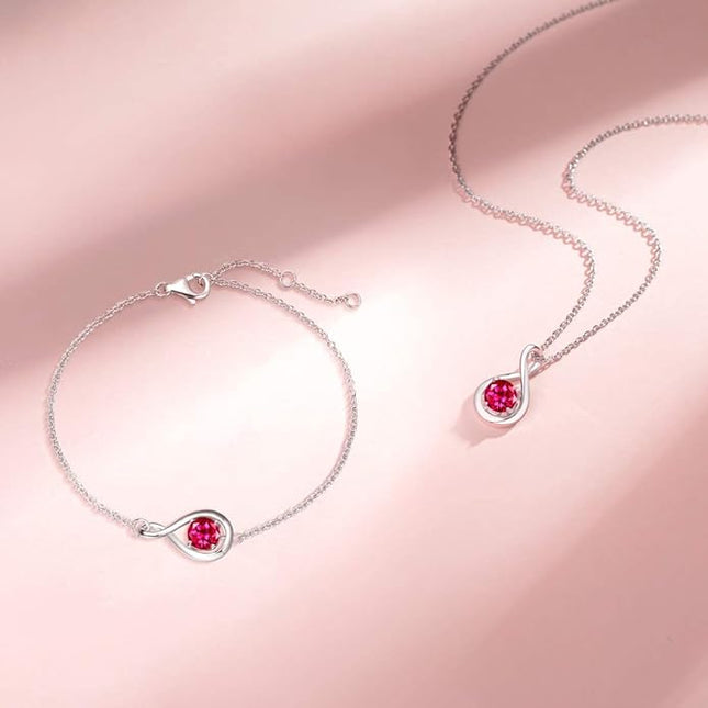 FANCIME Birthstone Necklaces for Women Fine Jewelry Sterling Silver Dainty Infinity Pendant Anniversary Birthday Christmas Gifts for Her Wife Mom Lady Daughter, Chain 16"+2" Extend