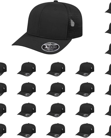 Cap America i8502 Flexfit 110 Premium Mid Profile 6-Panel Mesh Back Trucker Cap Hat w/UV Guard & Adjustable Snapback