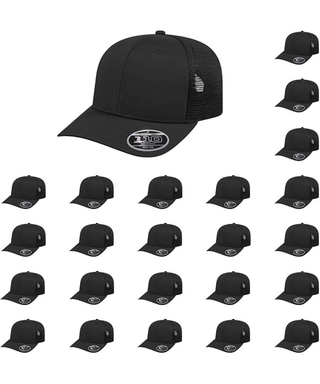 Cap America i8502 Flexfit 110 Premium Mid Profile 6-Panel Mesh Back Trucker Cap Hat w/UV Guard & Adjustable Snapback