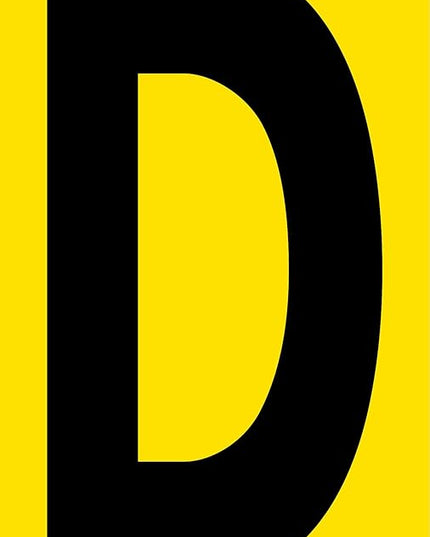 Mighty Line D Letter Alphabet Die Cut Location Markers, Large Decal Stickers for Pallet and Machinery Marking, Heavy-Duty, Peel and Stick Adhesive, Industrial Quality, 6"x10", Pack of 10, Yellow