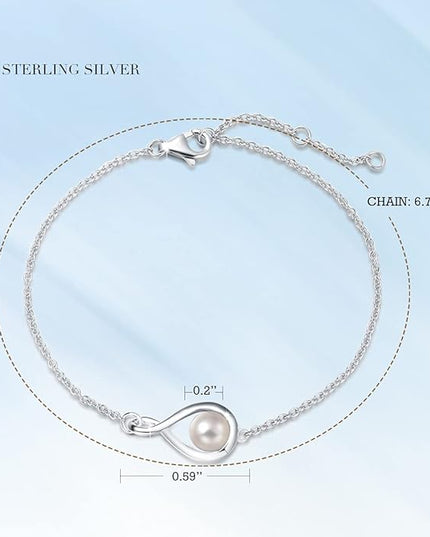 FANCIME Love Bracelet 925 Sterling Silver Infinity Birthstone Bracelets for Women Fine Jewelry Birthday Christmas Gifts for Her Mom Wife, Chain Length 6.7"+1.2" Extend