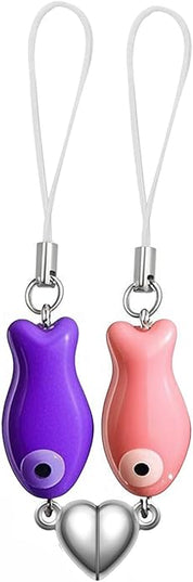 Agromusk Matching Phone Charms,Cute Ceramic Fish Matchaing Keychains Heart Strap Matching Couples Stuff Valentines Day Gifts