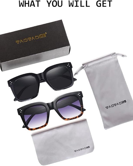 Vintage Women Oversized Sunglasses Designer Luxury Square Sun Glasses UV400 Protection Flat Lens