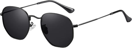 MEETSUN Polarized Hexagon Sunglasses for Women Men Polygon Square Sun Glasses UV400 Protection Metal Frame