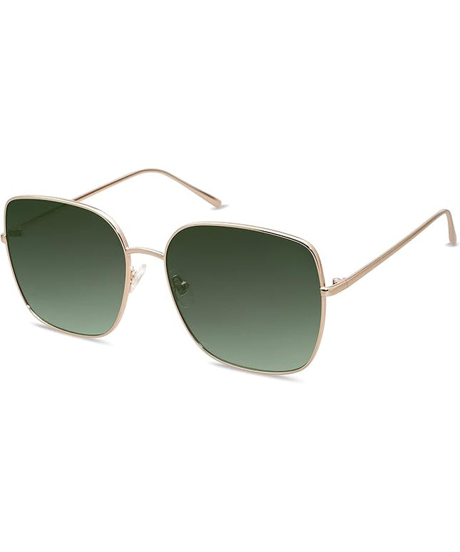 SOJOS Trendy Oversized Square Metal Frame Sunglasses for Women Men Retro Big Flat Lens UV Protection Sunglasses SJ1146