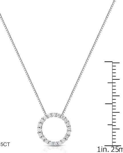 Diamond Wish 1/6 to 1 Carat Diamond Circle of Life Round Pendant Necklace for Women in 14k Gold (I1-I2, cttw) on 18 Inch Long Chain with Spring Ring Clasp